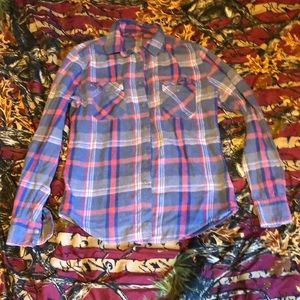 Blue and pink and purple flannel.